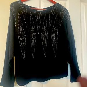 Black sweater with rhinestones , size large excellent condition